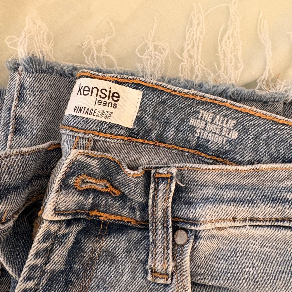 Kensie High Rise Straight Jeans - Denim Blue